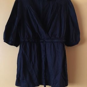 Chic, black faux wrap shirt!